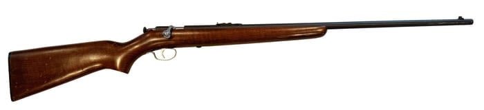 Winchester Model 67A Bolt Action Rifle .22 S L Or LR: Winchester Model 67A bolt action rifle chambered in .22 S L or LR with blued steel barrel and receiver and walnut stock, marked “Made in New Haven Conn U.S.A. Winchester Model 67A .22 S L or LR,&rdq