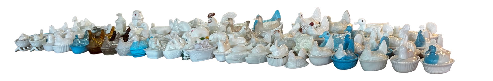Large Collection of Vintage Milk Glass Hen on Nest & Animal Covered Dishes (1 of 11)