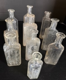 Antique Embossed Pharmacy Bottles Lot – AF Streitz North Platte NE, CR Lewis, James P Smith NY (1 of 10)