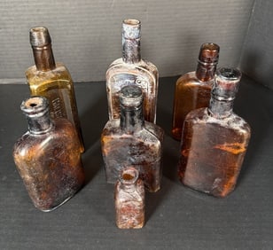 Antique Amber Bottle Lot (7) Chamberlain & Co, Westmoreland’s, Wyeth, Paul Jones w/ Stopper, (1 of 13)