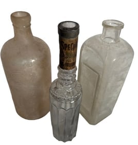 Antique S.C. Dispensary Bottle + Specialita Torino Labeled Decanter 3pc Lot (1 of 6)