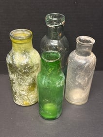4pc 19thC Emerald R&B, C.S. & Co 7772 & Base-Marked Utility Bottles 7–8½in (1 of 7)