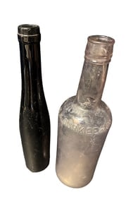 (2) 19th C E.R. Durkee Co. Embossed Bottle & Dark Olive Utility 11.5" (1 of 7)