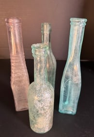 Antique 7¾–8¾" Condiment Bottle Lot – M.H. Leviness & Co Worcester Sauce, Ribbed (1 of 6)