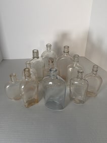 Antique Glass Flask Lot Warranted Flask 14 Oz Half Pint Embossed 11pc 7.5 (1 of 10)