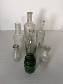 Antique Perfume Bottle Lot Crown Perfumery Lubin Paris Glass Stopper Vanity Bottles 7pc (1 of 9)