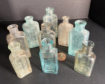 Antique Embossed Medicine Bottle Lot Whittemore Boston Hagan Magnolia Balm Blichert NY Stinson (1 of 15)