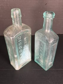 Ayer’s Lowell MA & Dr Kennedy’s Medical Discovery Embossed Bottles 19th C Aqua (1 of 8)