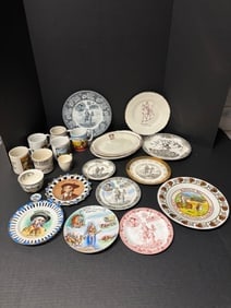 Group of Buffalo Bill Souvenir Plates, Mugs & Small Dish – Cody WY, Lookout Mountain CO, North (1 of 5)