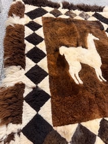 Patchwork Area Rug with Llama Motif - 4