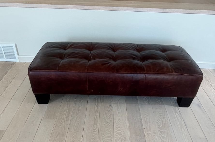 Brown Leather Mitchell Gold Bench (1 of 3)