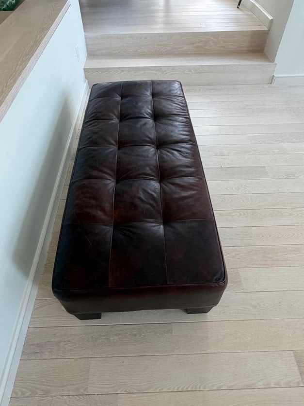 Brown Leather Mitchell Gold Bench - 2