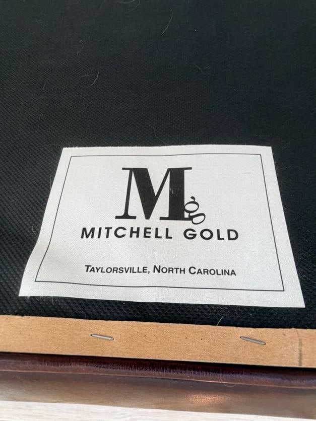 Brown Leather Mitchell Gold Bench - 3