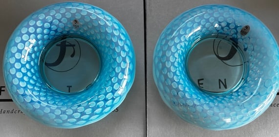 Set of 4 Fenton Blue Opalescent Hobnail Glass Bowls (1 of 5)