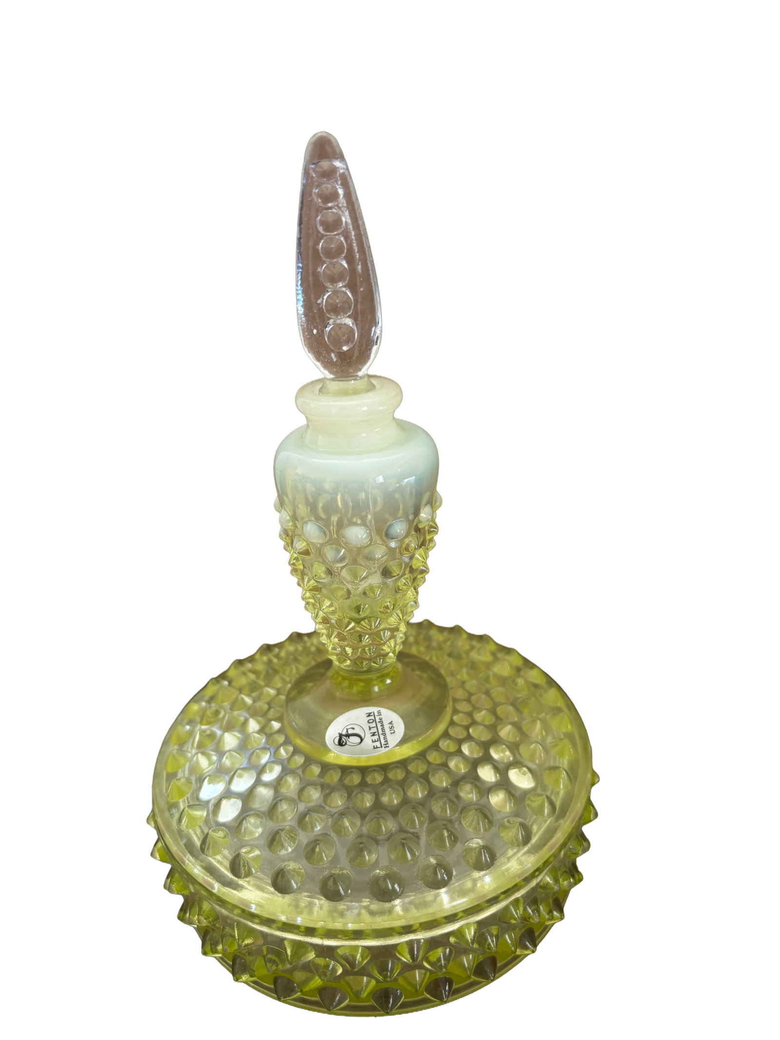 Fenton Vaseline Opalescent Glass Box Tail, Boxed (1 of 5)