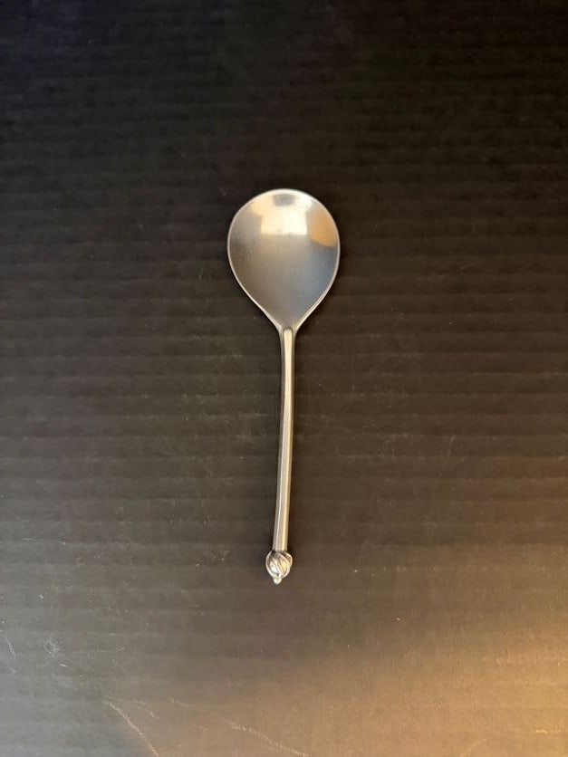 Englefields Crown & Rose Pewter Spoon: Englefields London Crown & Rose pewter spoon with original presentation box; spoon 6" L, box 7" W x 2.5" H.