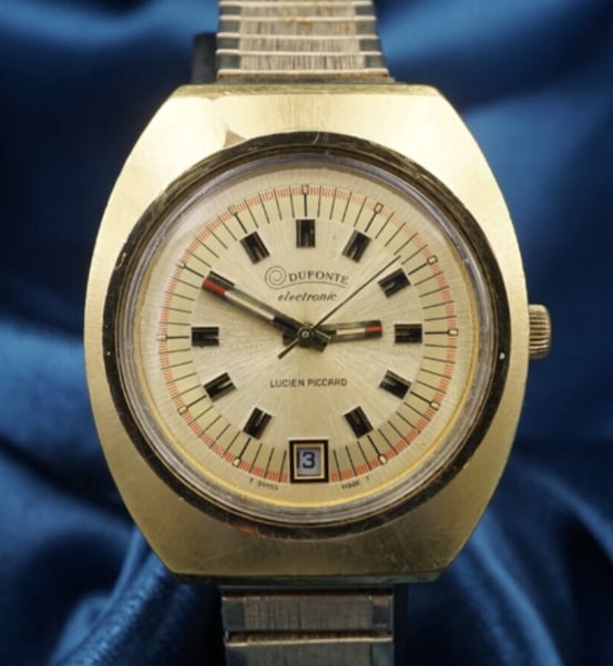 Lucien Piccard DuFonte Electronic Watch 12j 7.5" 1970s 37mm Cushion W946 (1 of 4)