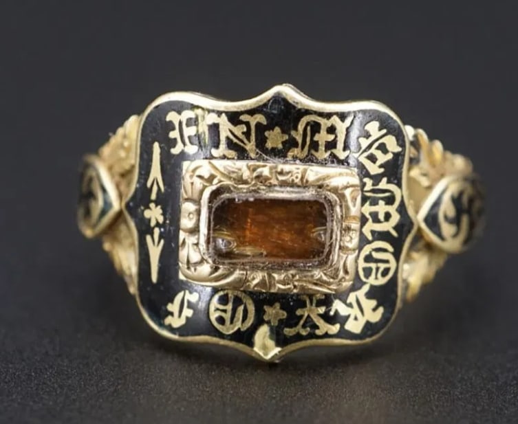 Victorian Mourning Ring Size 6 Antique 18k Yellow Gold "In Memory Of" RG4022 (1 of 6)