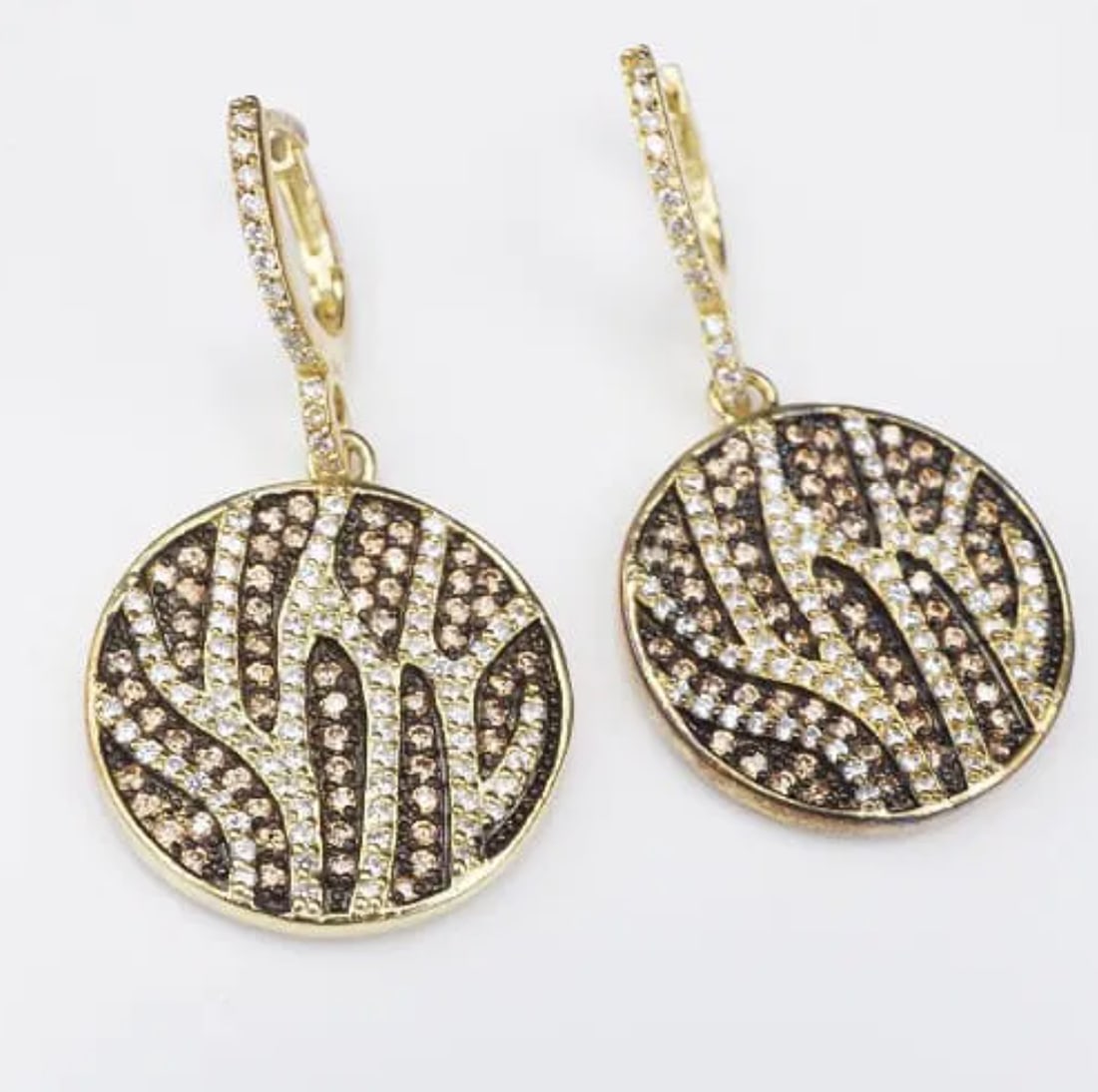 Neda Behnam Sterling Silver Vermeil Earrings Dangle CZ 1.75" Designer ES2498 (1 of 3)