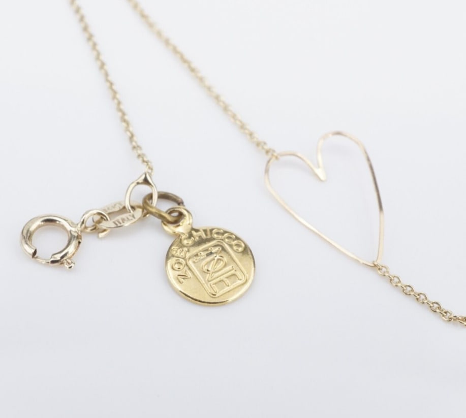 Zoe Chicco 14k Yellow Gold Dainty Heart Charm Pendant Necklace 15.5" NG1611 (1 of 3)