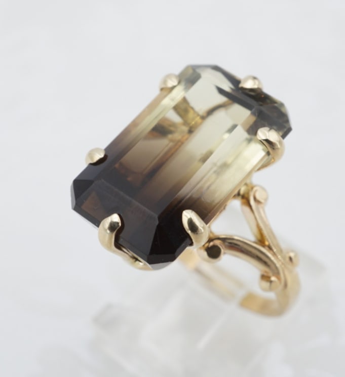 14k Candy Ring Cocktail Yellow Gold Bicolor Citrine Smoky Quartz Sz 8.25 RG4840 (1 of 3)