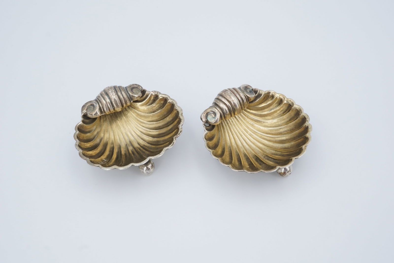 Pair of Victorian Sterling Silver Shell Salt Dishes (1 of 3)