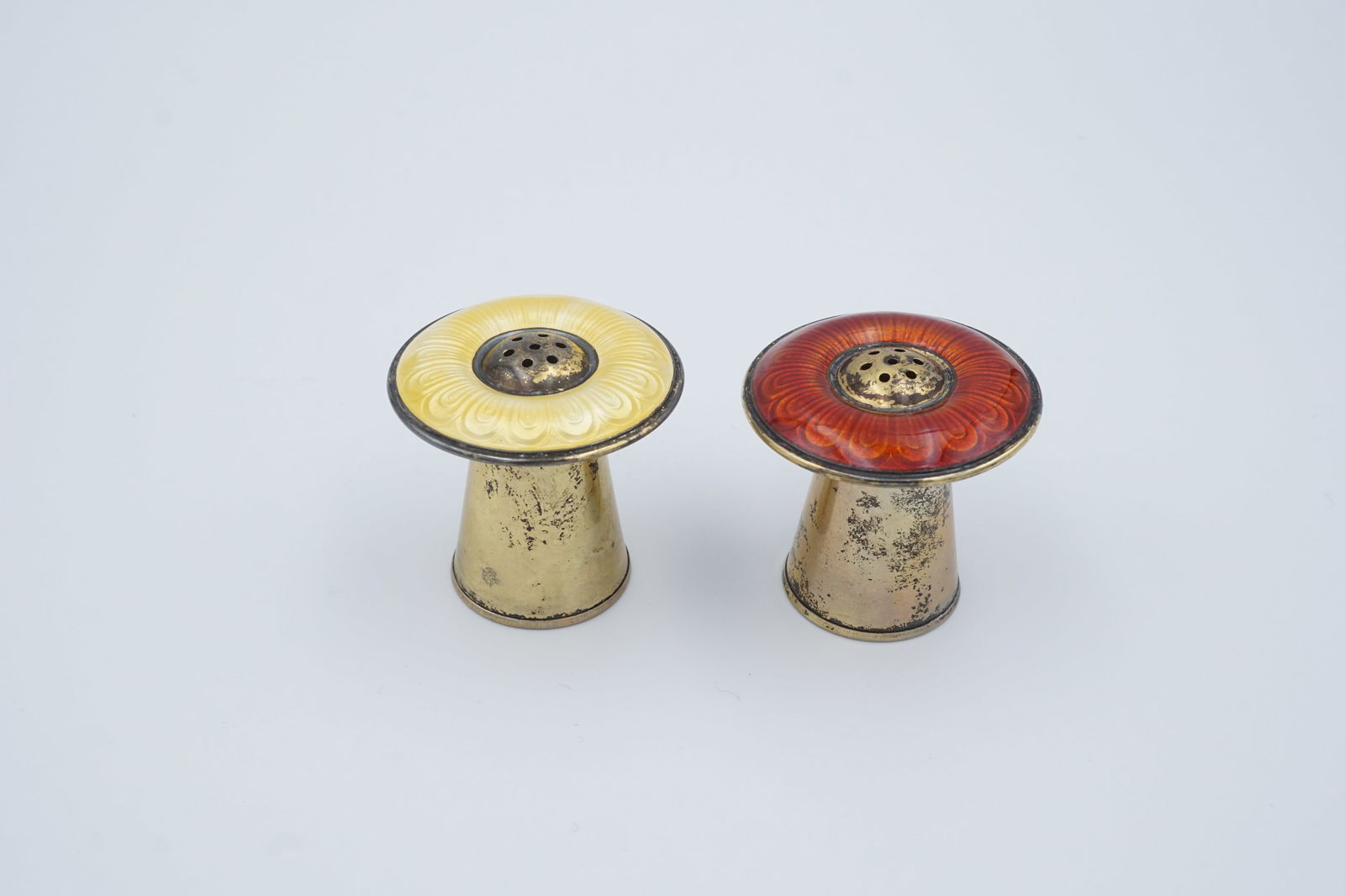 Aksel Holmsen Sterling SIlver and Enamel Mushroom Salt & Pepper Shakers (1 of 3)