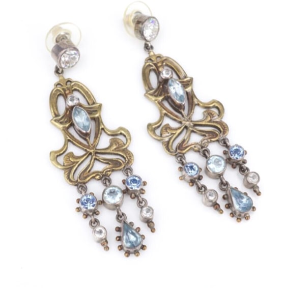 Mars & Valentine Earrings Sterling Silver Topaz Crystal Dangle Drop 2.7" ES2501 (1 of 3)