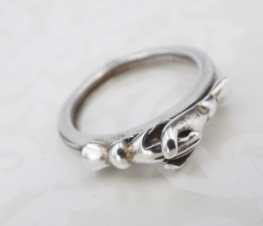 Vintage Sterling Silver Fede Gimmel Promise Heart Triple Ring Size 5.5 RS3682 (1 of 3)