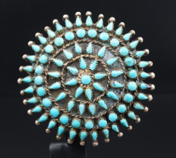 Vintage Zuni Turquoise Pendant Sterling Silver Reynesta Leland Artisan 2 PS2072 (1 of 3)