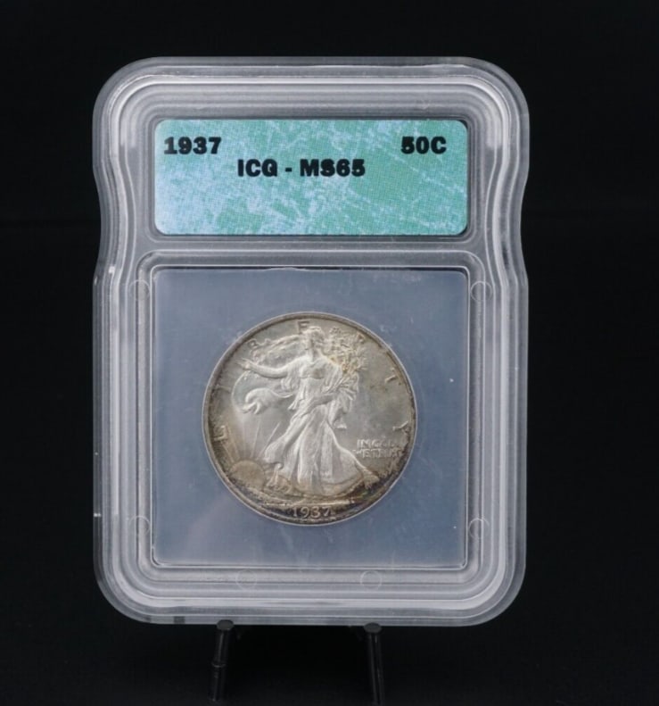 1937 Liberty Walking 50¢ Half Dollar Silver Dollar Coin ICG Toning MS65 CN486 (1 of 2)