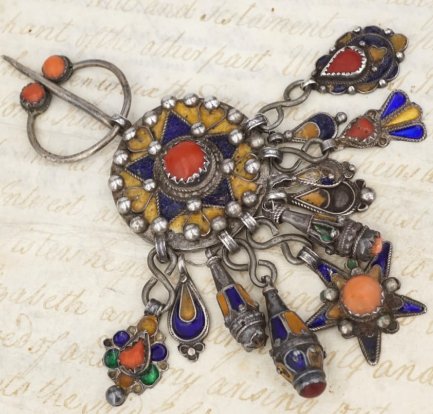 Vintage Berber Fibula Silver Ornate Open Circle Scarf Pin Brooch M1989 (1 of 3)