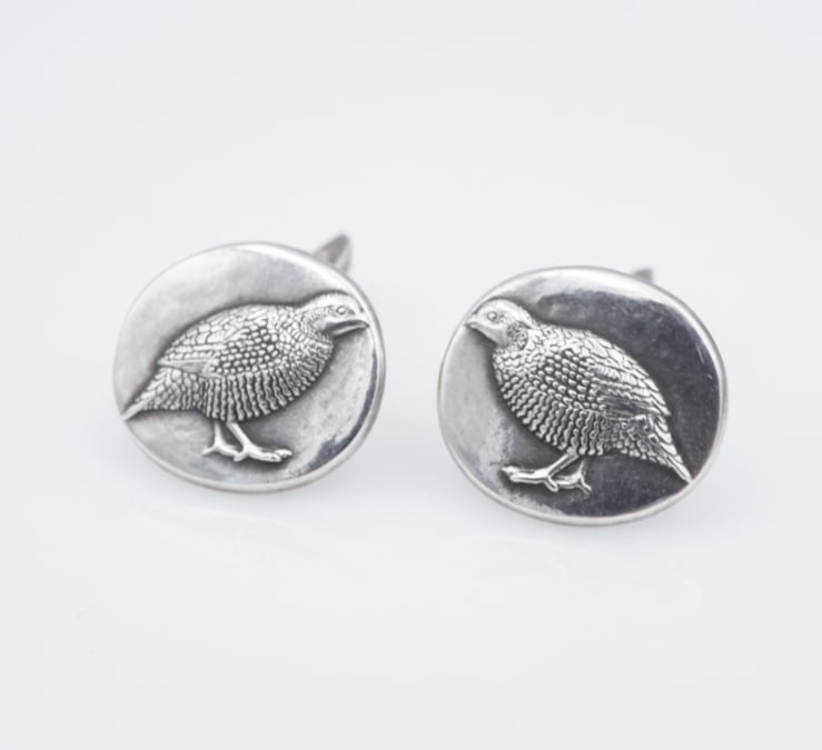 James Avery Quail Cufflinks Sterling Silver 0.69" Retired Rare Bird Mens M2067 (1 of 3)