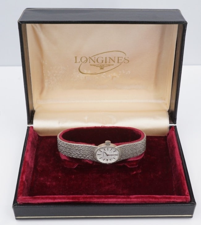 Rare 1972 Longines Sterling Silver Watch Box Papers Receipt 19.5mm W1012 (1 of 7)