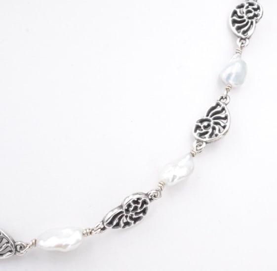James Avery Keshi Pearl Nautilus Shell Necklace Sterling Silver 16-20" NS2221 (1 of 3)