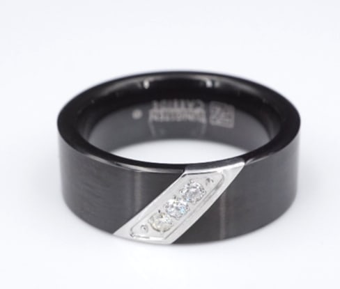 Black Tungsten Carbide Diamond Band Wedding Ring Goldman FG Sz 9.5 8mm RS3409 (1 of 6)