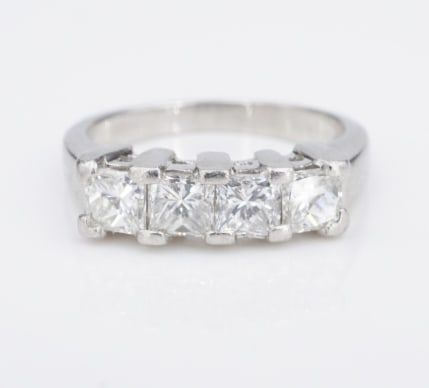 Platinum 1.1 ct Diamond Anniversary Band Stackable Ring Sz 4.25 Princess RG4589 (1 of 3)