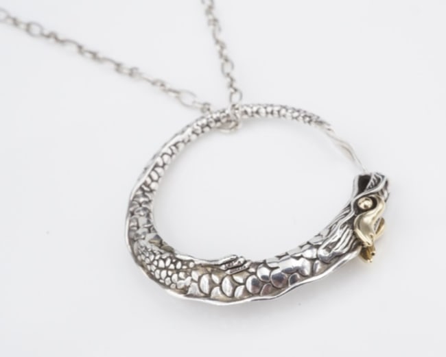 John Hardy Naga Legends Dragon Pendant Necklace Sterling Silver 18k Gold NS2304 (1 of 3)