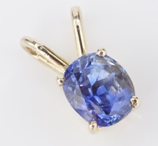 14k Yellow Gold 0.9ct Natural Sapphire Solitaire Pendant PG2034 (1 of 3)