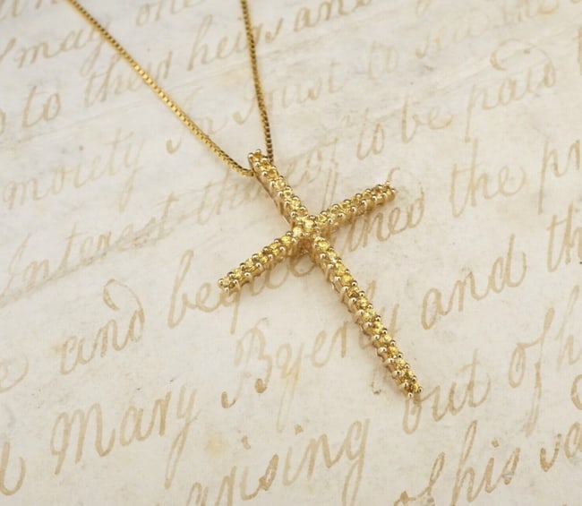 Le Vian 14k Yellow Gold Yellow Sapphire Cross Pendant Necklace 22" NG1453 (1 of 6)