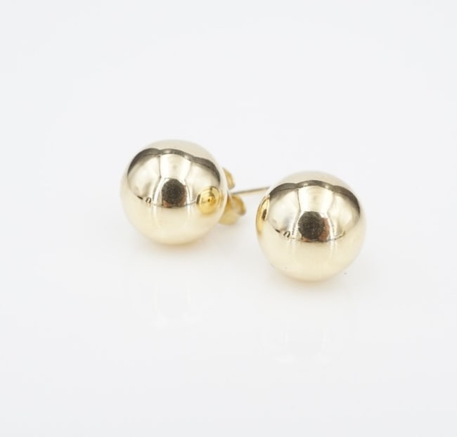 Classic 14k Yellow Gold 11mm Ball Stud Earrings Free Shipping HardWear EG2637 (1 of 3)