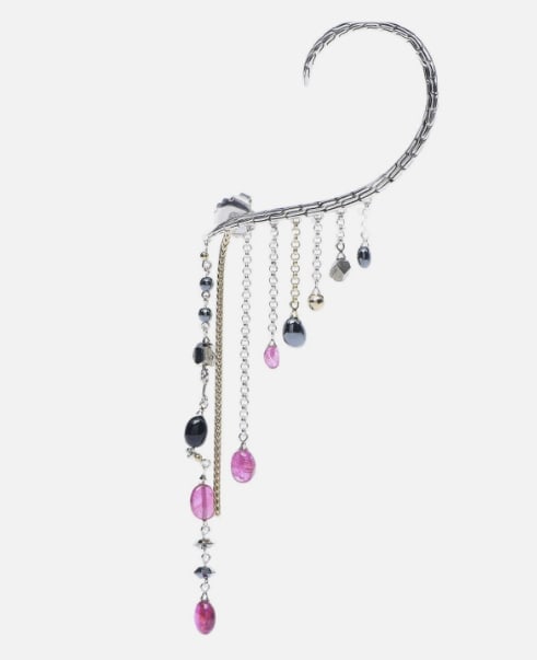 John Hardy Adwoa Aboah Ear Cuff 18k Sterling Silver Tourmaline Pyrite ES2309: John Hardy and Adwoa Aboah (activist and model) introduce their first limited edition collection grounded in raw elegance, drama and unapologetic self-expression. Crawling all the way up the ear with 