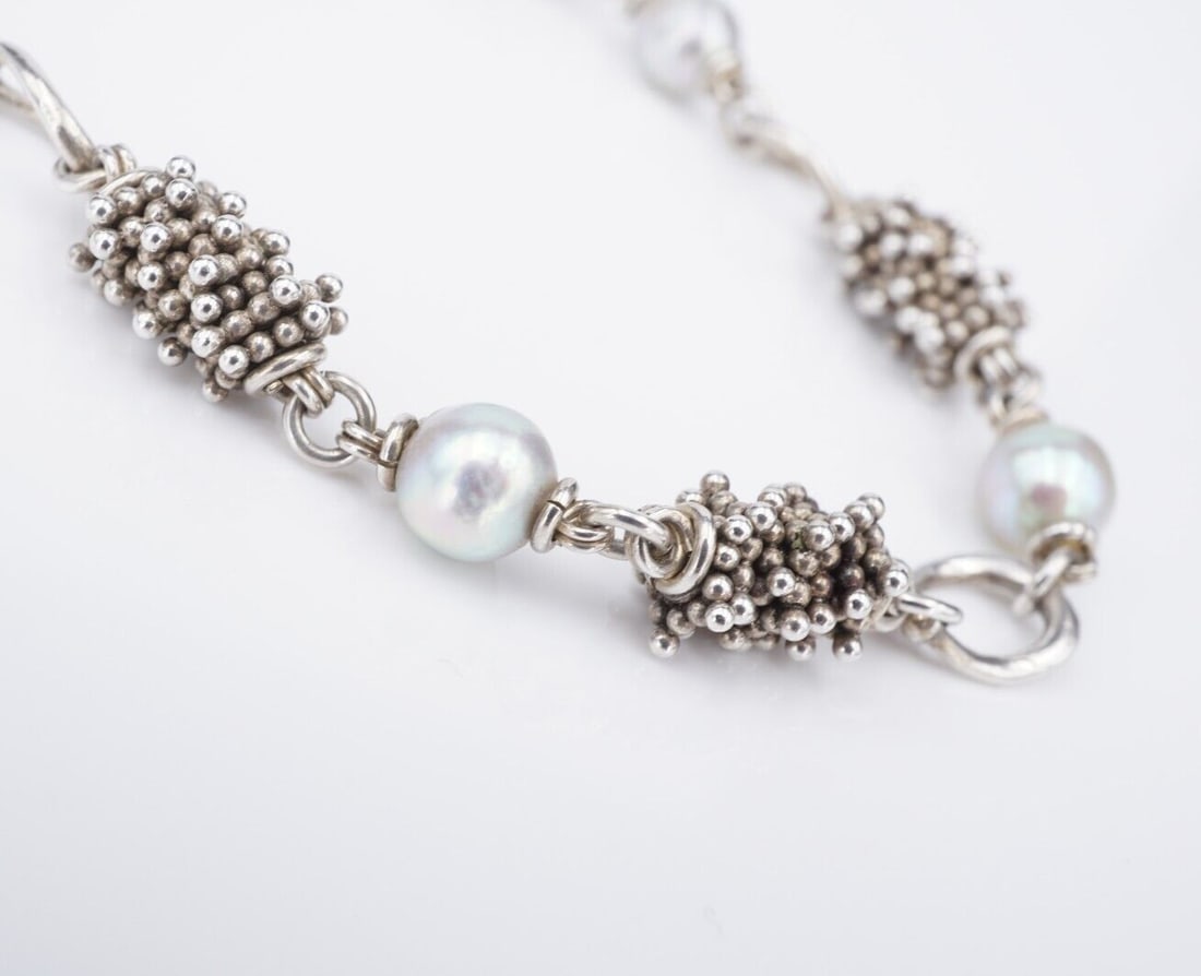 Michael Dawkins Necklace Sterling Silver Freshwater Pearl Bead 16" (1 of 5)