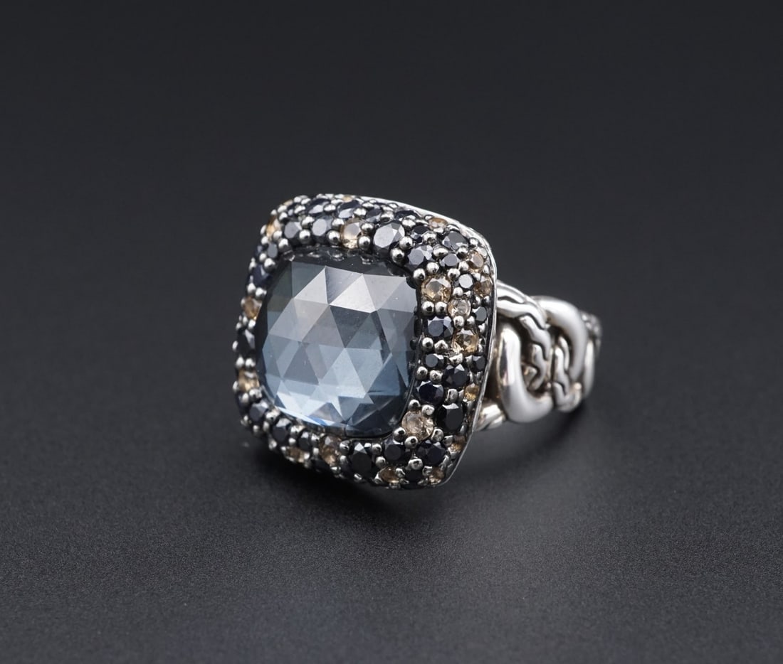 John Hardy Batu Klasik Sapphire White Topaz Ring Sterling Silver Size 7 (1 of 4)