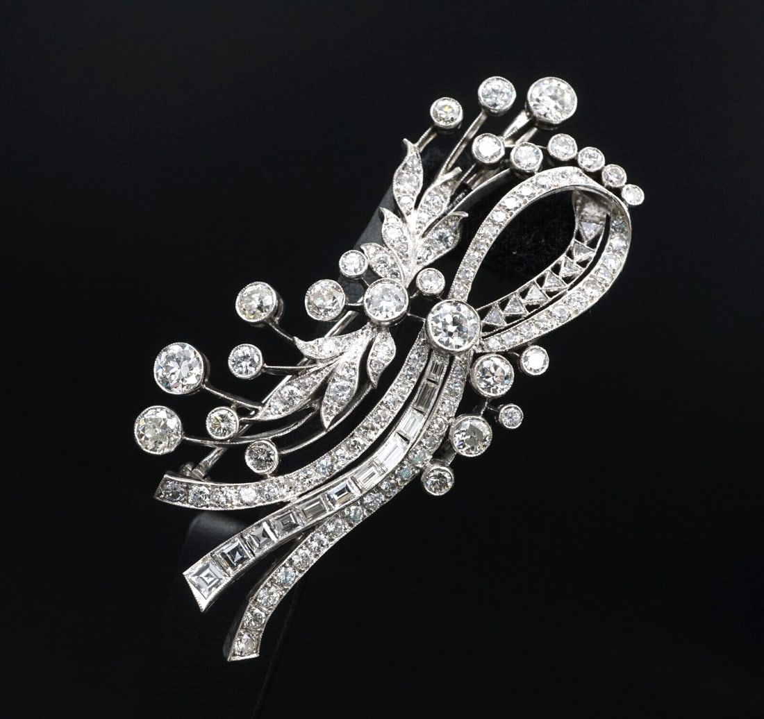 18k Diamond Ribbon Brooch Yellow Gold 9 carat 3" Luxe (1 of 5)