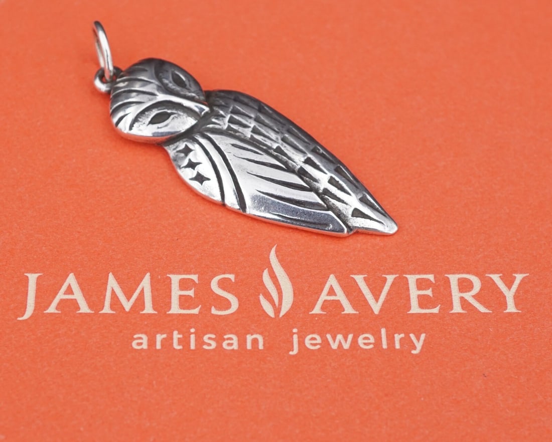 James Avery Owl Pendant Large Sterling Silver 2" Rare Retired PS1978B (1 of 5)
