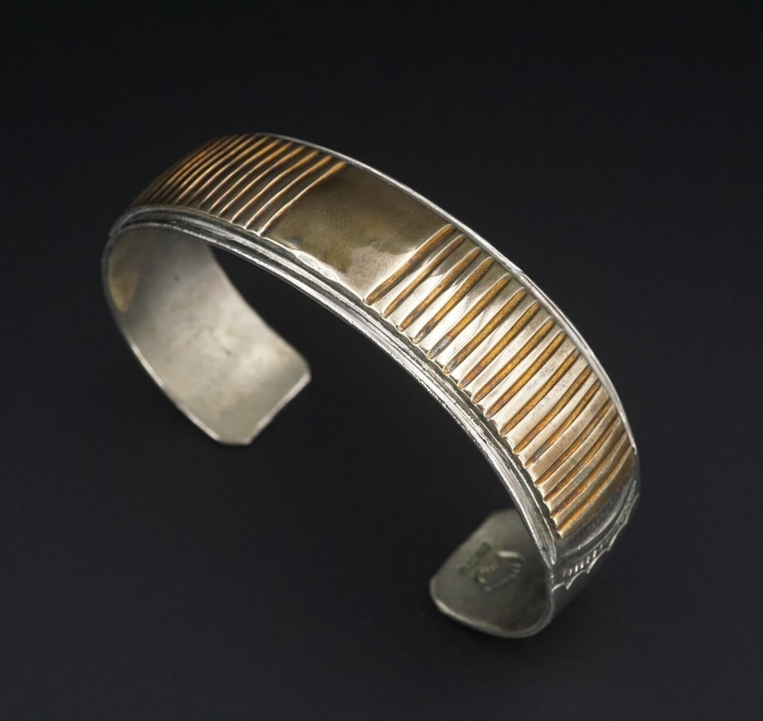 Navajo Cuff Bracelet Sterling Silver Brass Mixed Metal 7" Jesus Ray BS2809 (1 of 4)