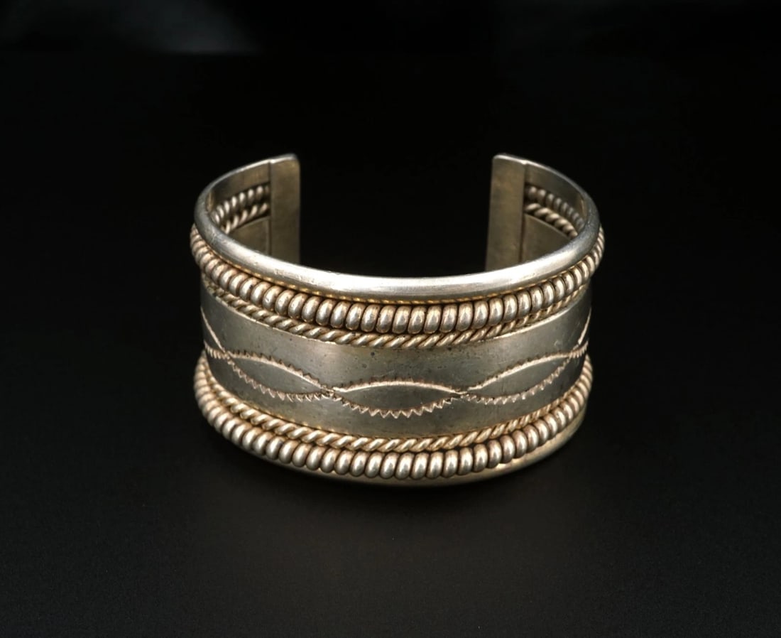 Verna & Franklin Tahe Cable Cuff Bracelet Sterling Silver 6.25" Navajo BS3014 (1 of 5)