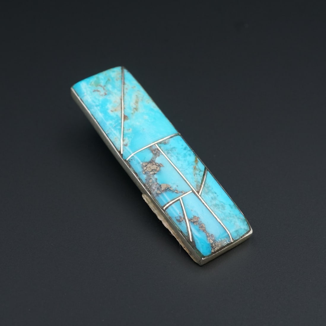 Zuni Pendant Enhancer Sterling Silver Turquoise Reynetsa Leland RL 1.5" PS1973 (1 of 4)