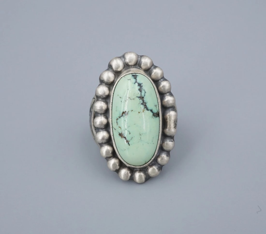 Paul Livingston New Lander Turquoise Cabochon Ring Sterling Silver Size 8 RS3840 (1 of 6)